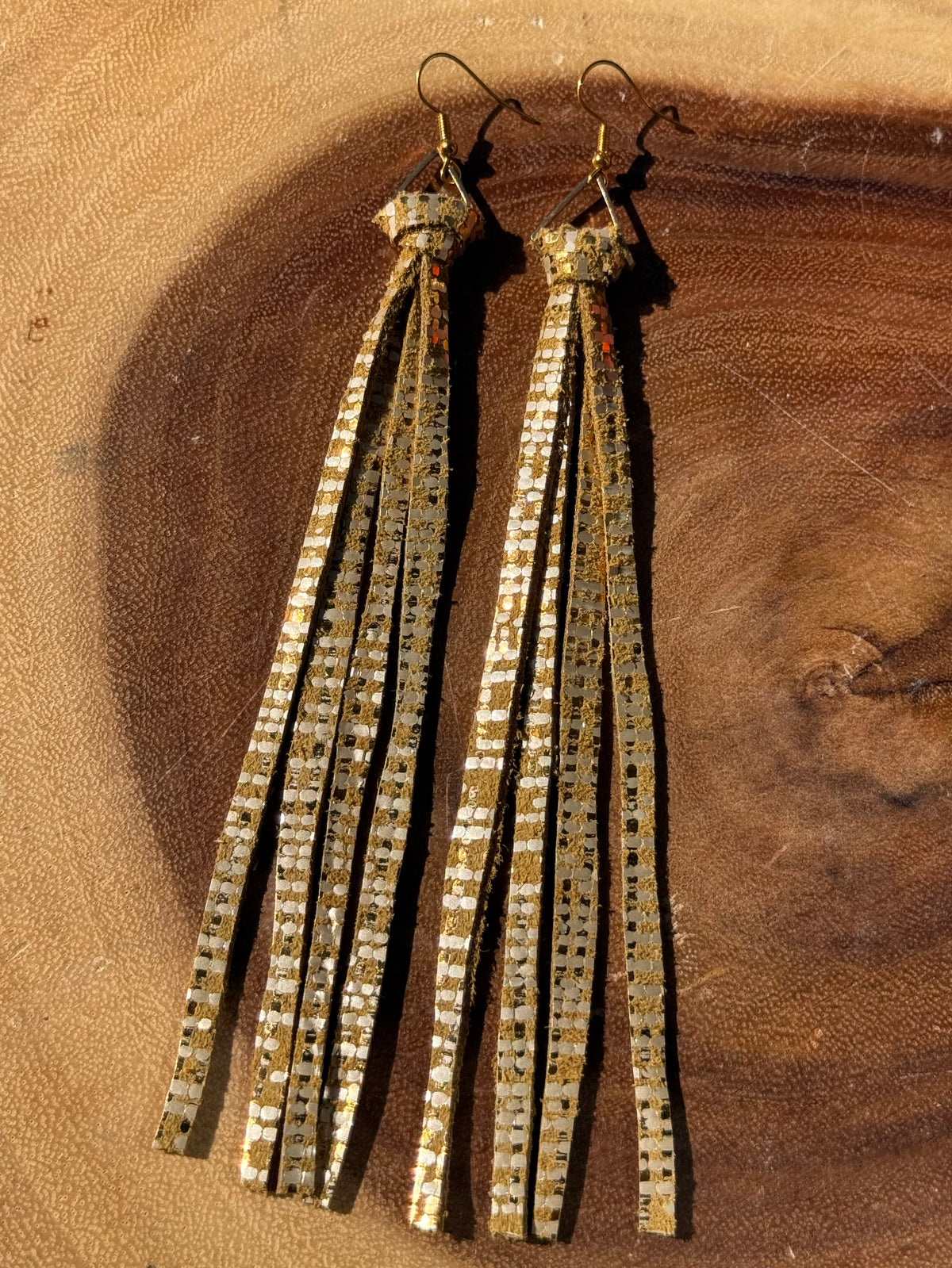 Boho Split Cow Leather Fringe Earrings