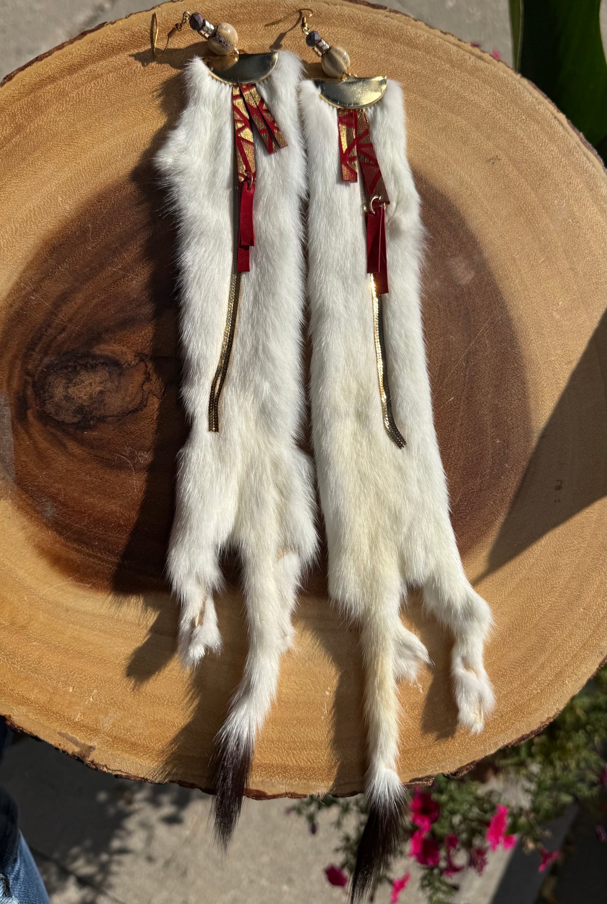 Ermine and Red Leather Fringe