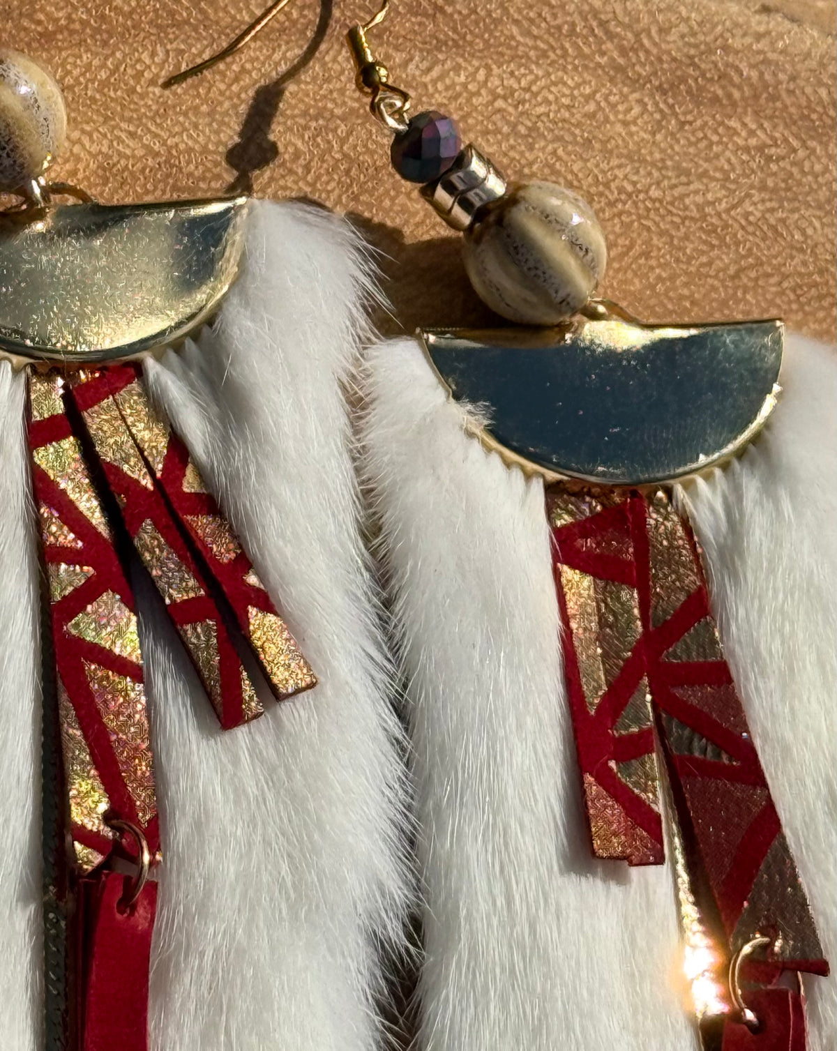 Ermine and Red Leather Fringe