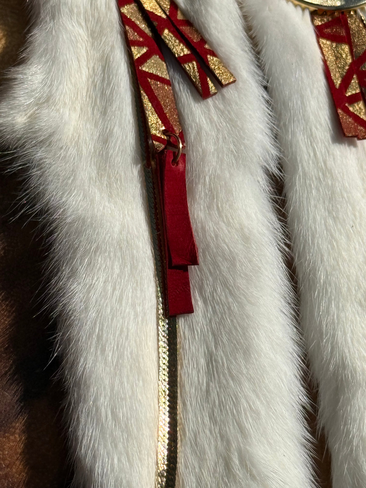 Ermine and Red Leather Fringe
