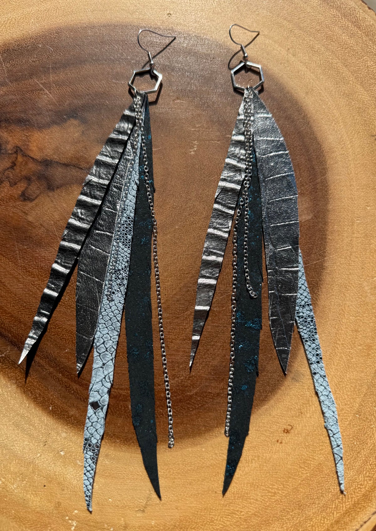 Icy Feather Fringe Earrings