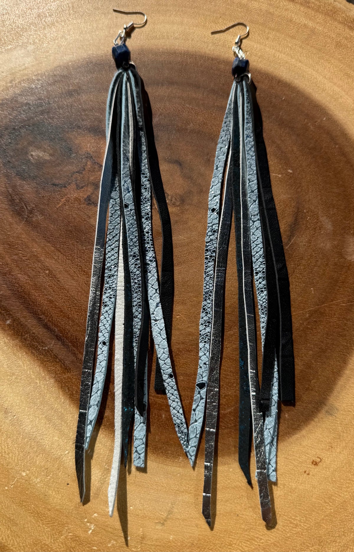 Icy Leather Fringe Earrings