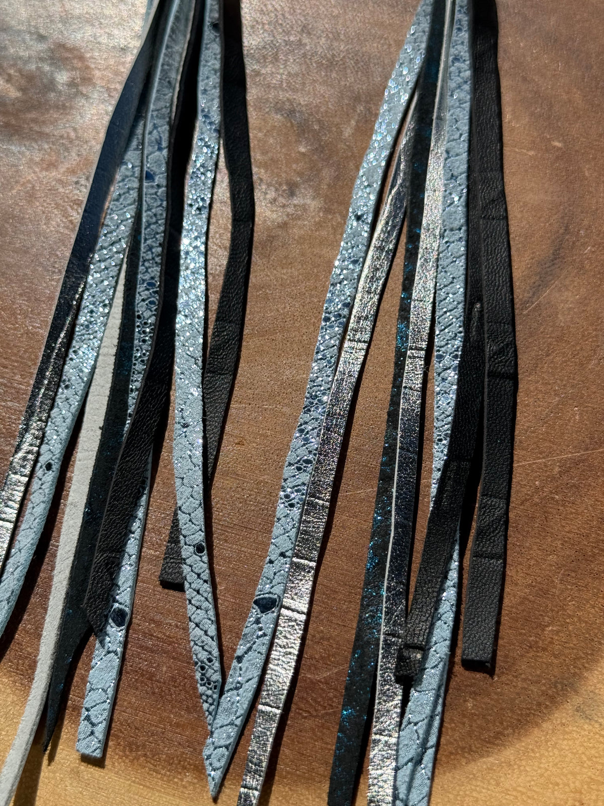 Icy Leather Fringe Earrings