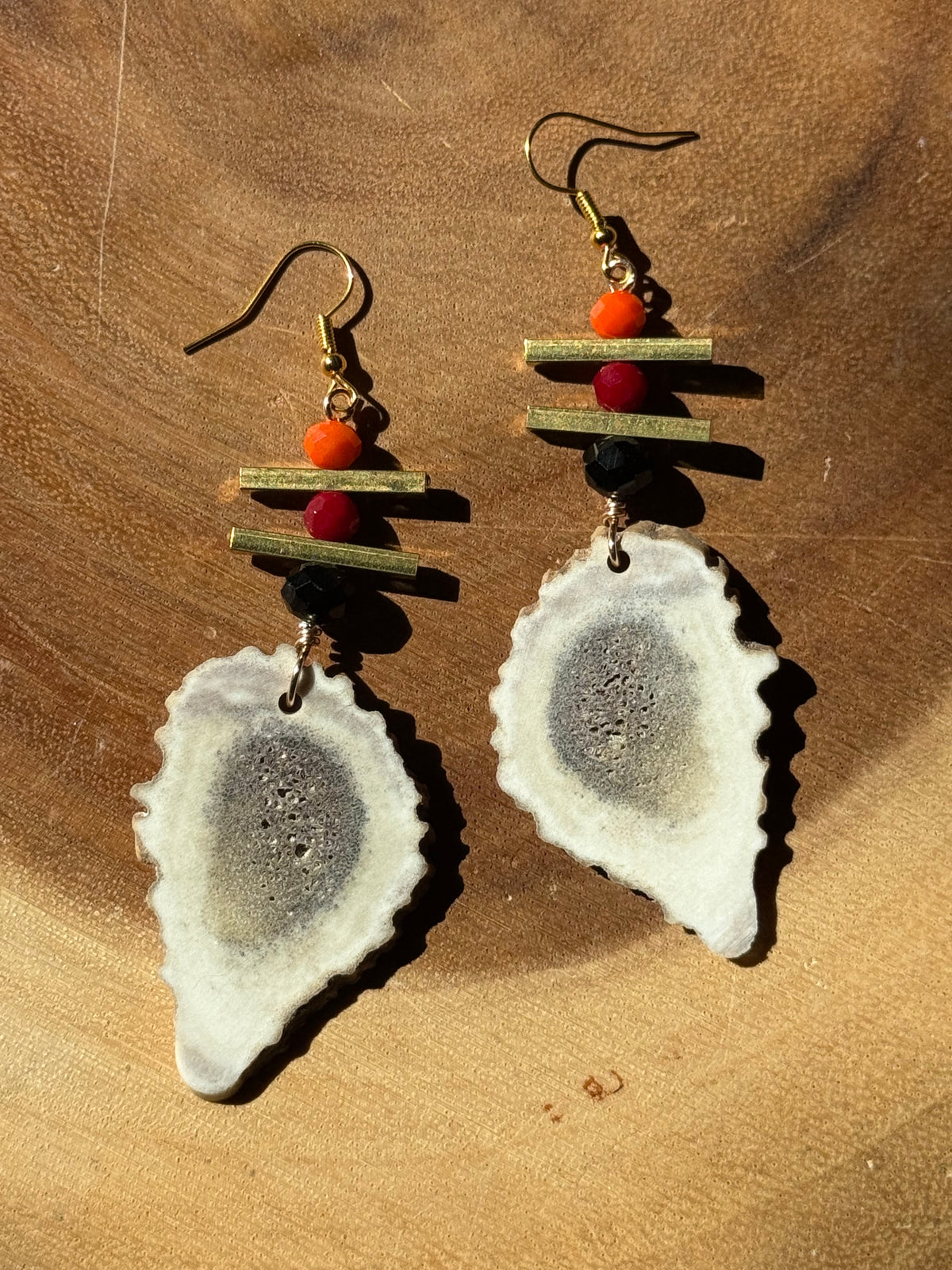 Moose Antler Wire Wrapped Drop Earrings
