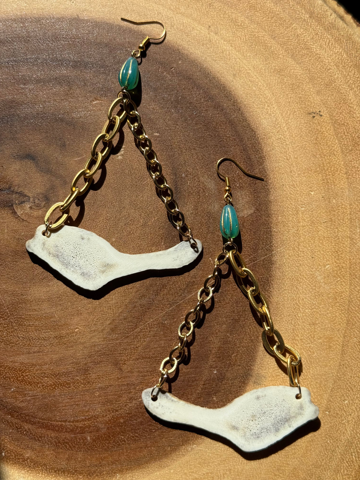 Dual Chain Moose Antler Drop Earrings
