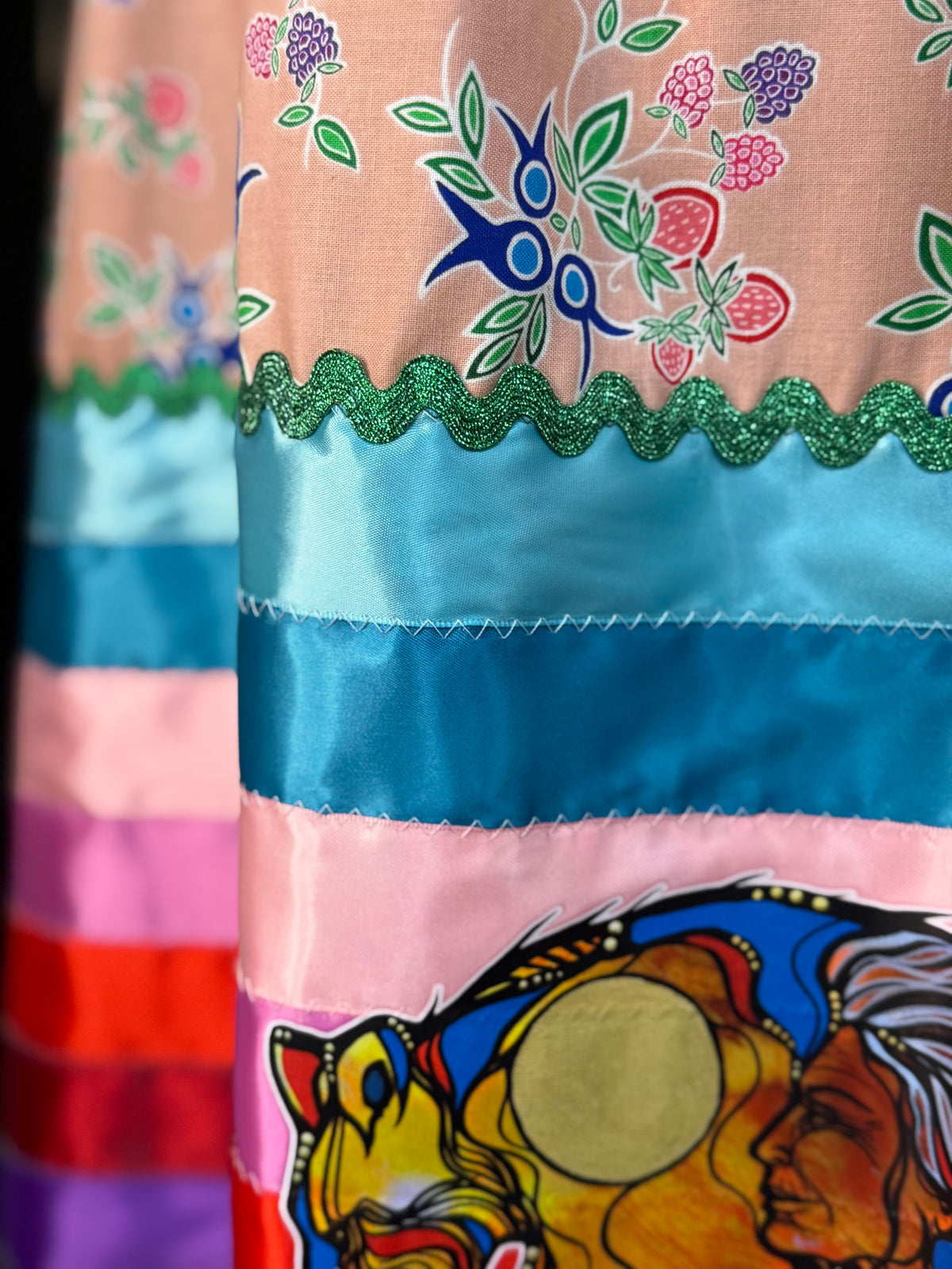 Pink Bear and Berries - Ribbon Skirt by Tina Houle