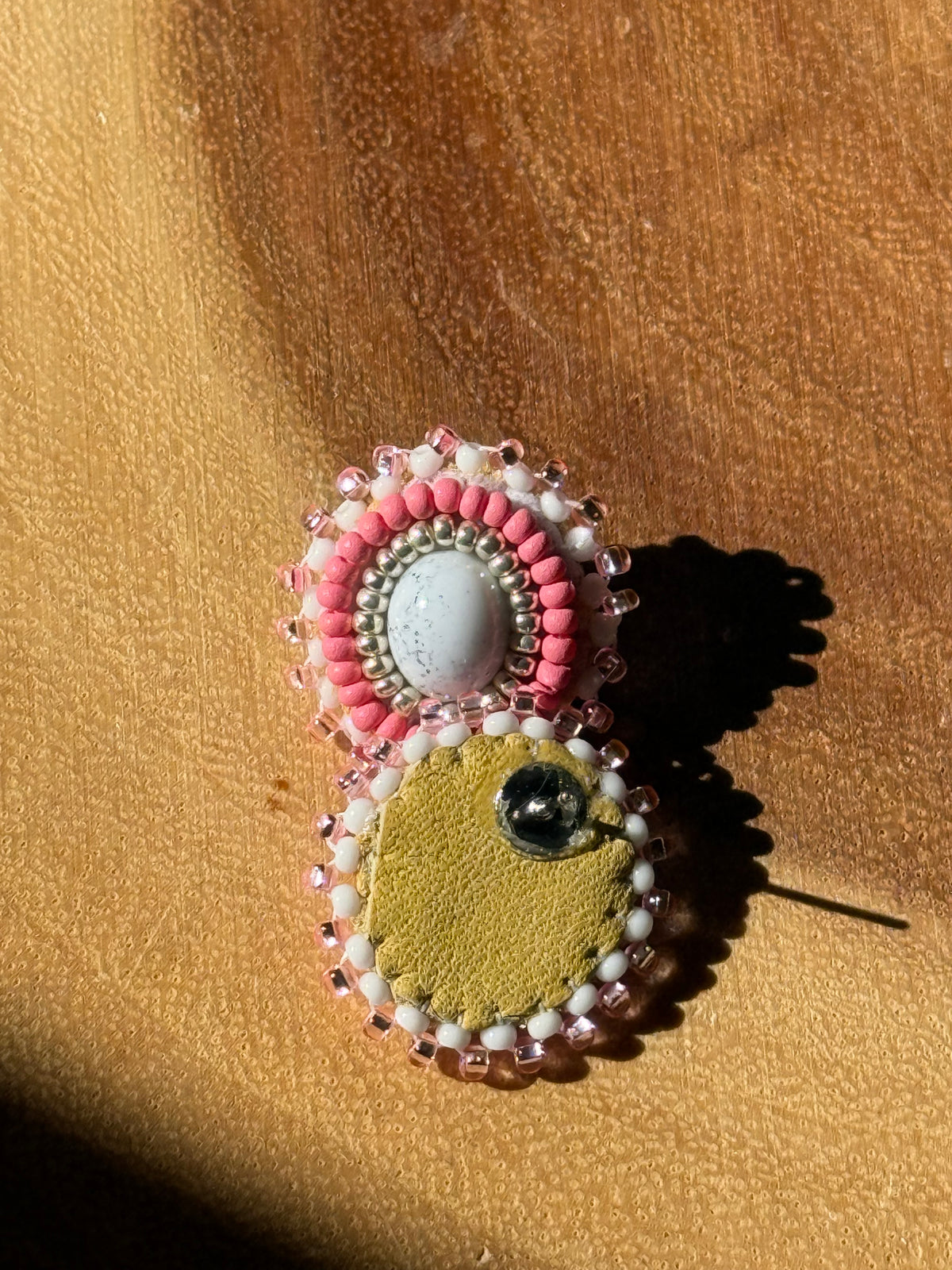 Howlite Beaded Flat Stitch Studs by Leah Joan