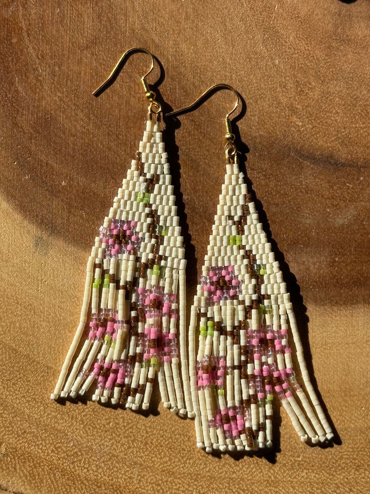 Cherry Blossom Beaded Fringe Earrings by Leah Joan