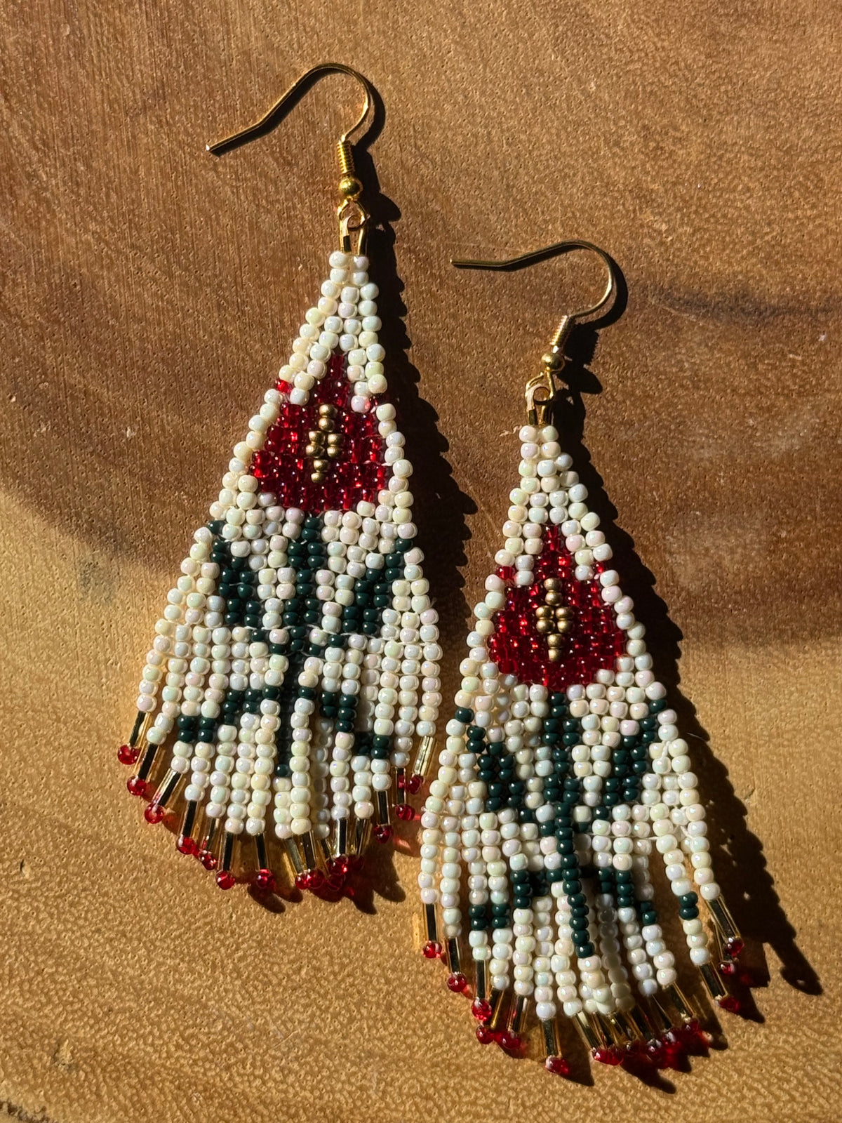 Red Tulip Fringe Earrings by Leah Joan
