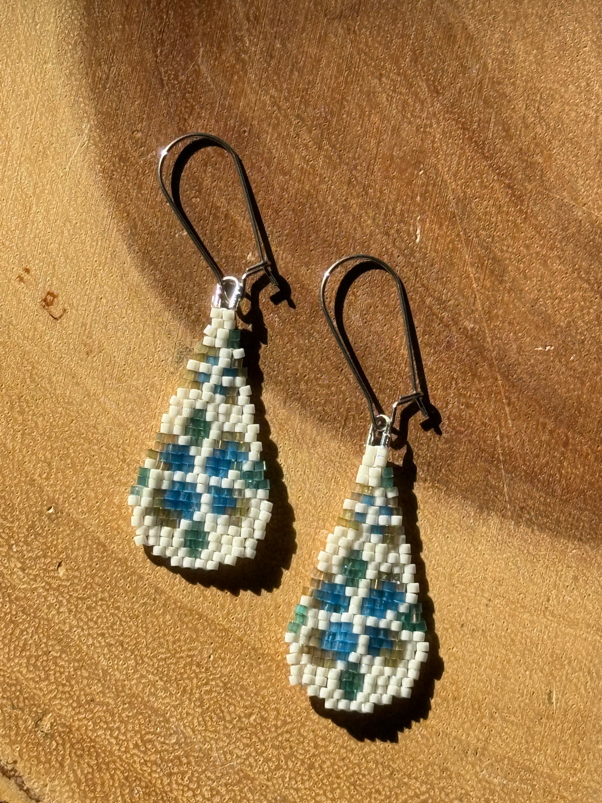 Frosted Berry Teardrop Brick Stitch Earrings by Leah Joan