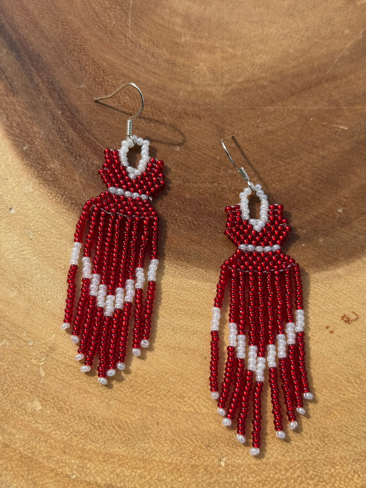 Red Dress Fringe Earrings (Small) by Blending Beadz