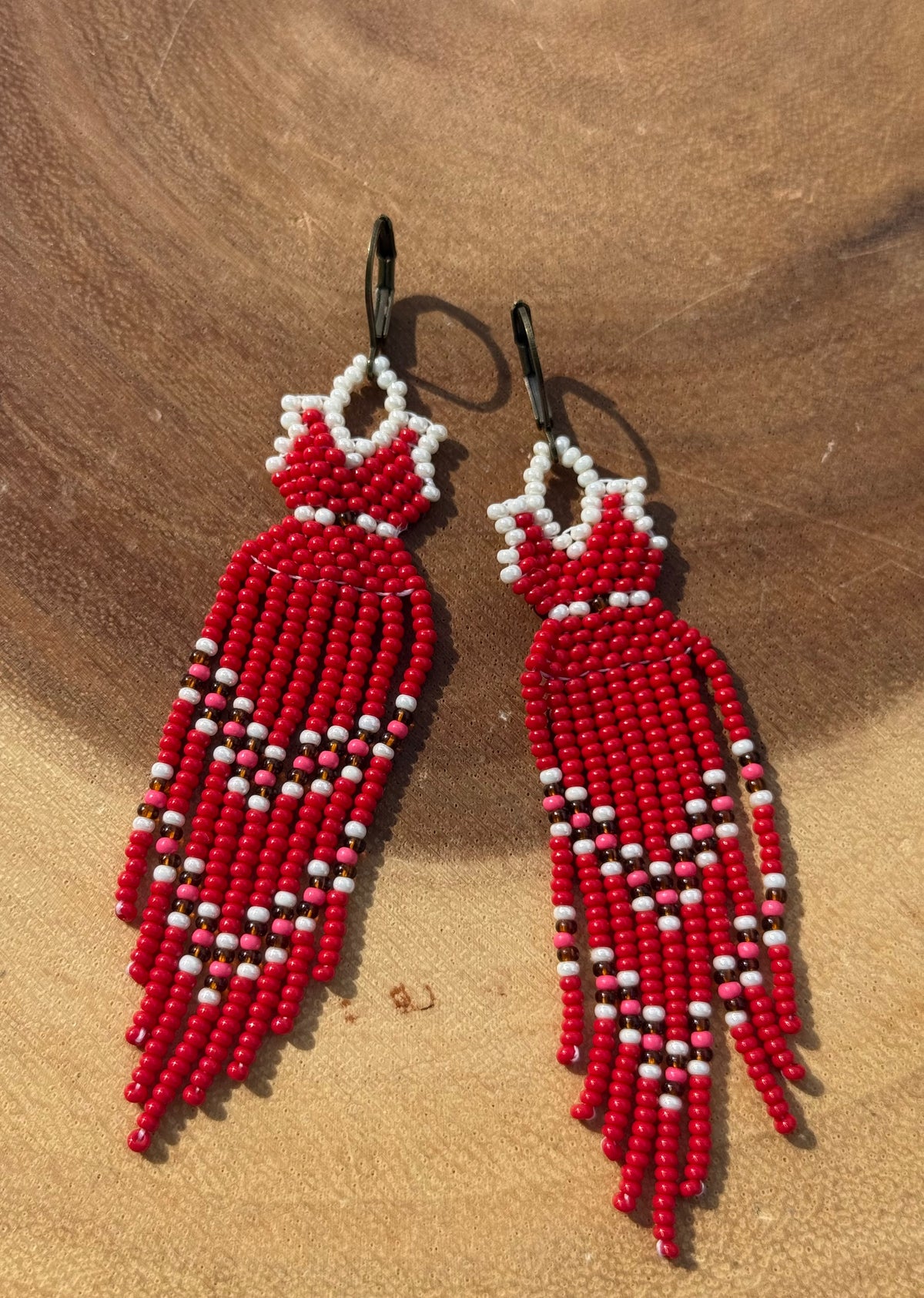 Red Dress Fringe Earrings (Large) by Blending Beadz