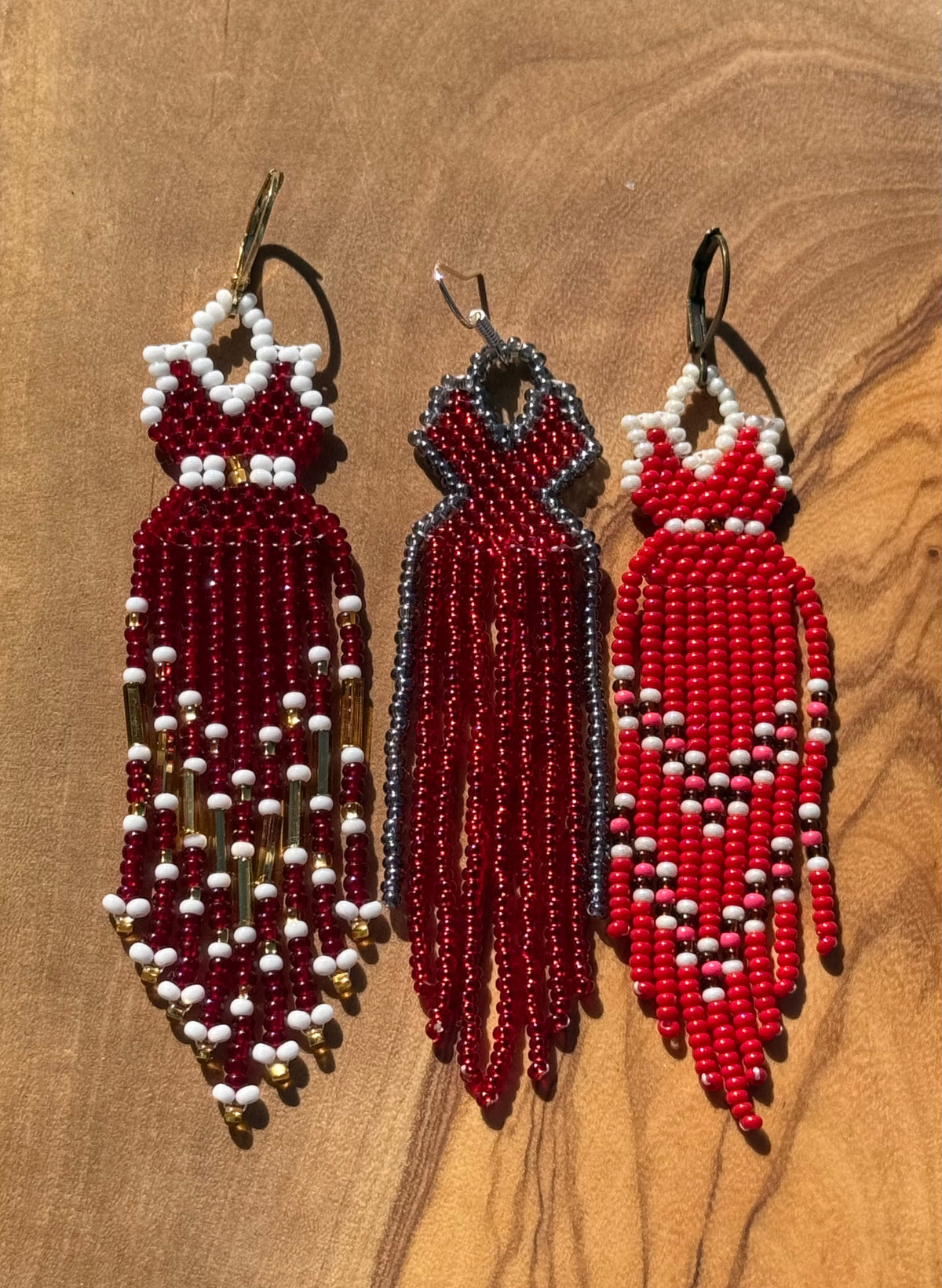 Red Dress Fringe Earrings (Large) by Blending Beadz