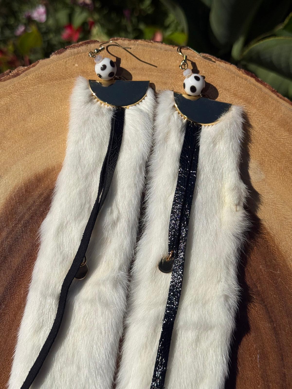 Ermine and Trade Bead Earrings