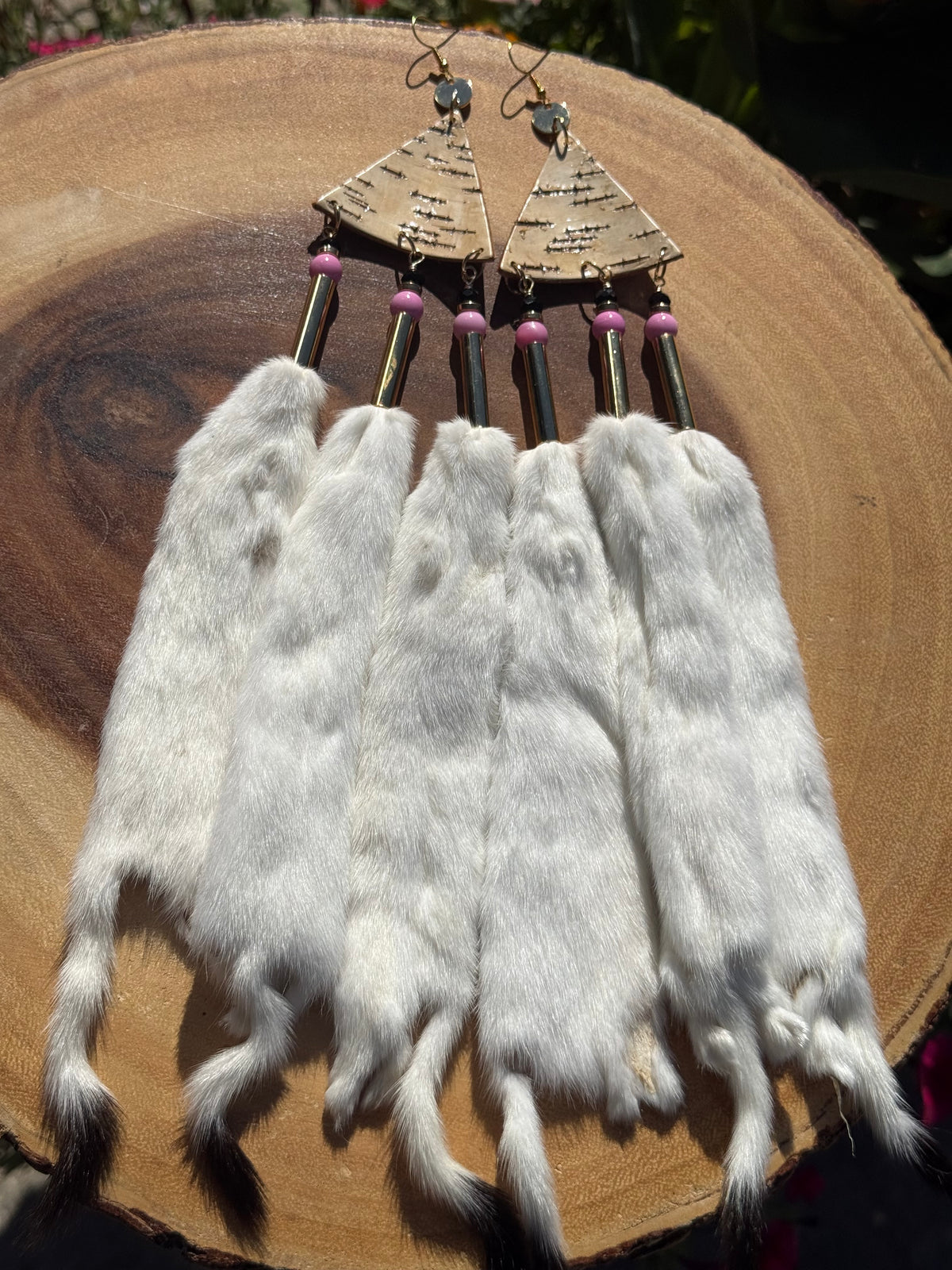 Boujee Weasel and Birchbark Earrings