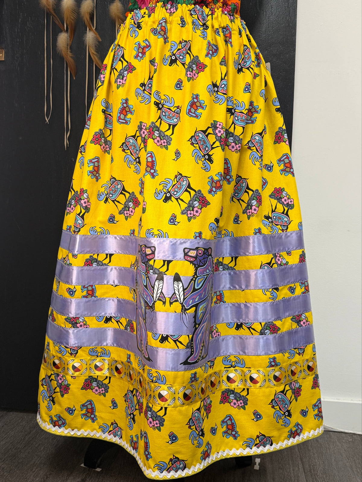 Yellow Creature  - Ribbon Skirt by Tina Houle