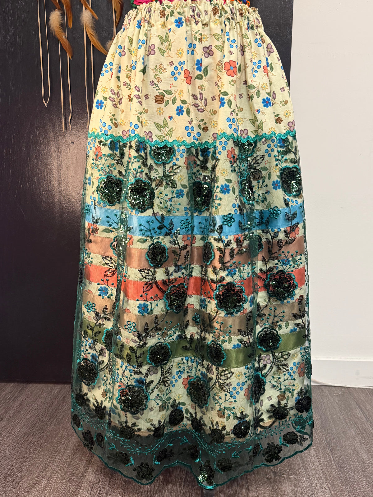 Ojibway Florals with Overlay - Ribbon Skirts by Tina Houle