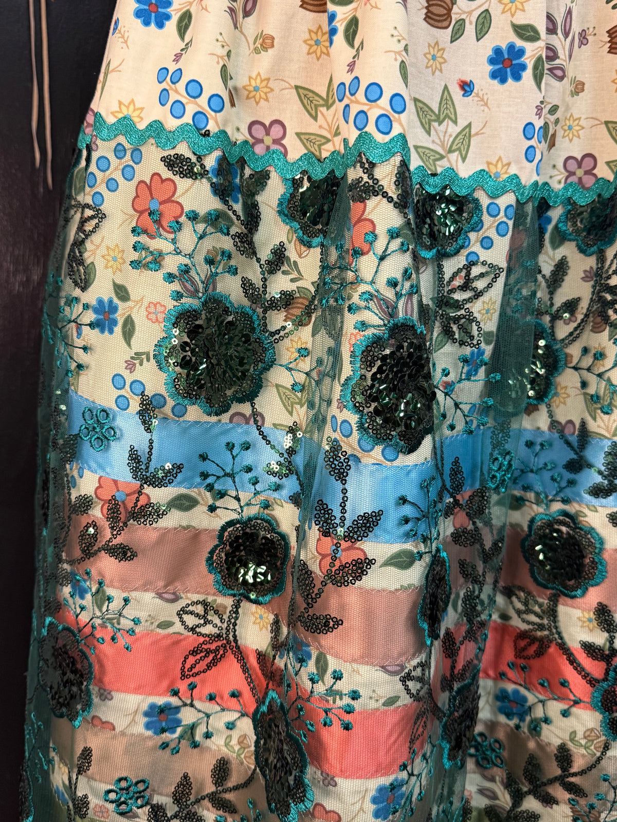 Ojibway Florals with Overlay - Ribbon Skirts by Tina Houle