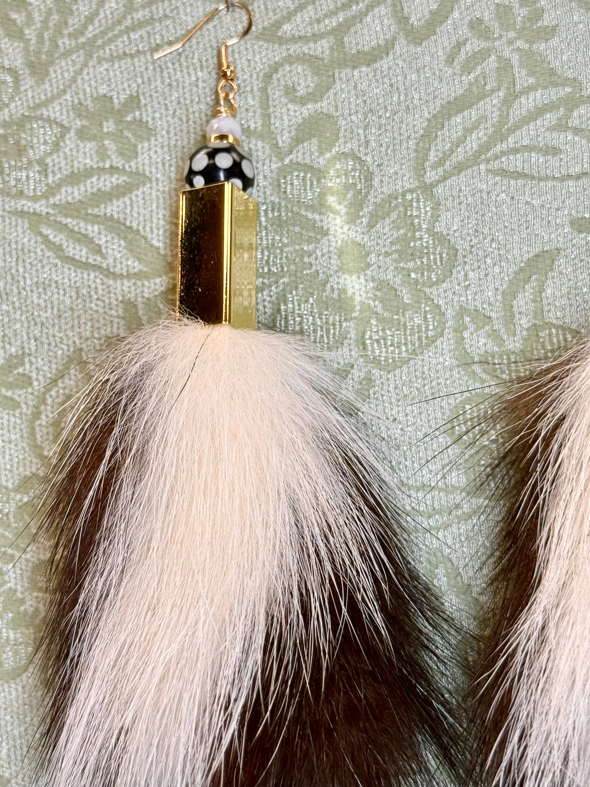 Black Leather Fringe Skunk Medicine Earrings