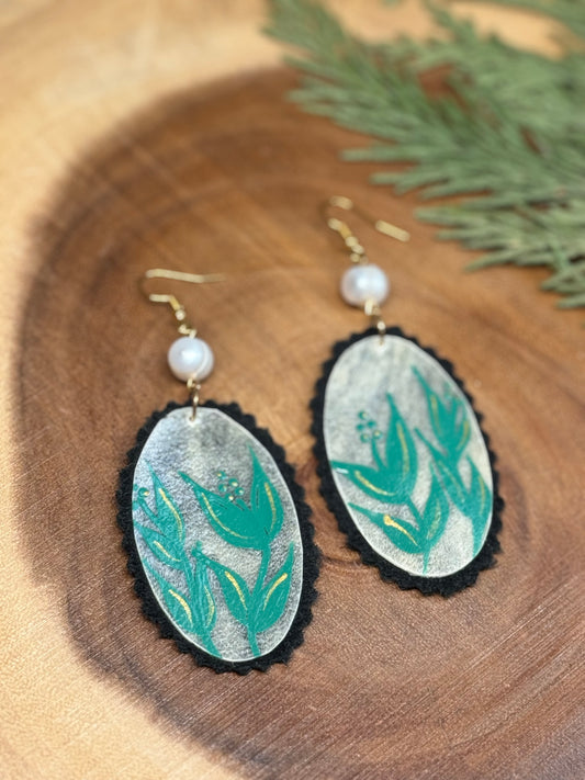 Sage Parfleche Painted Earrings