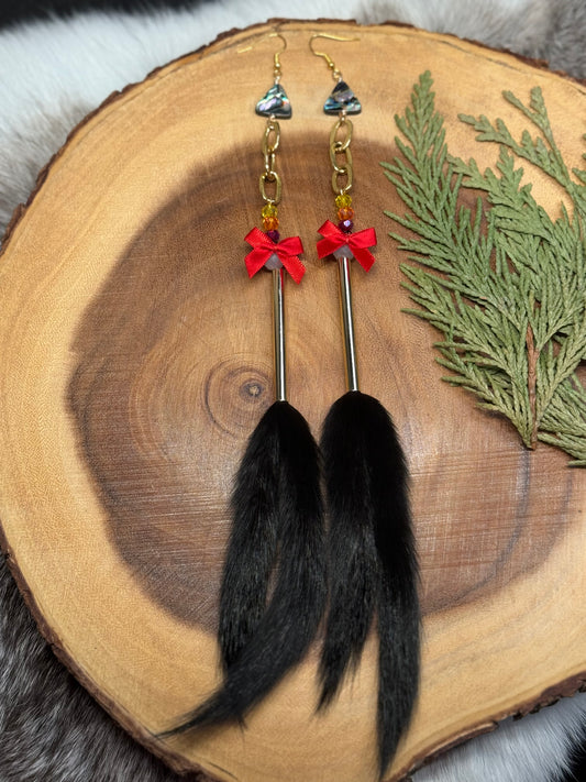 Fire Colours Double Ermine Tail Earrings