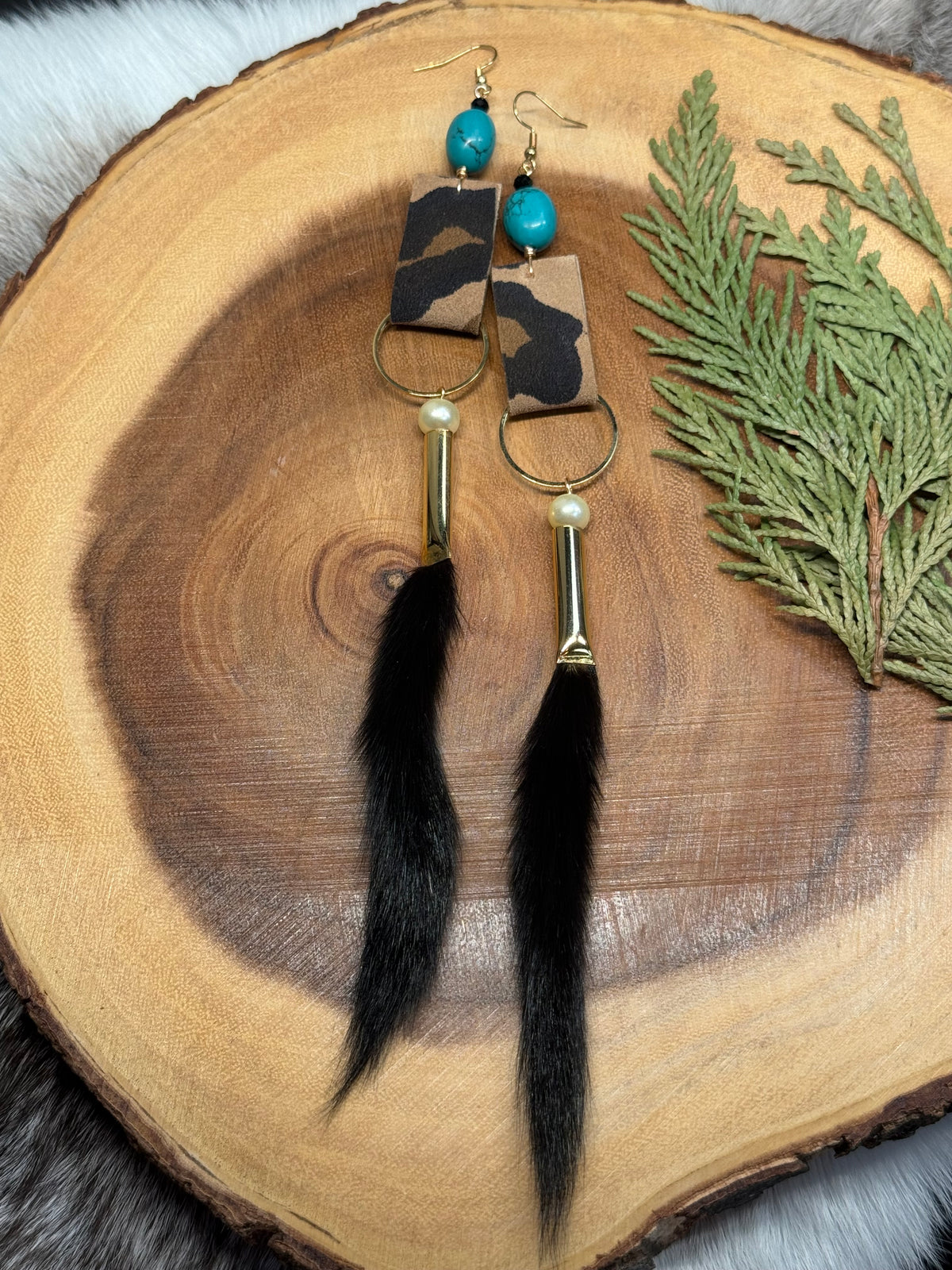 Ermine Tail & Turquoise Earrings