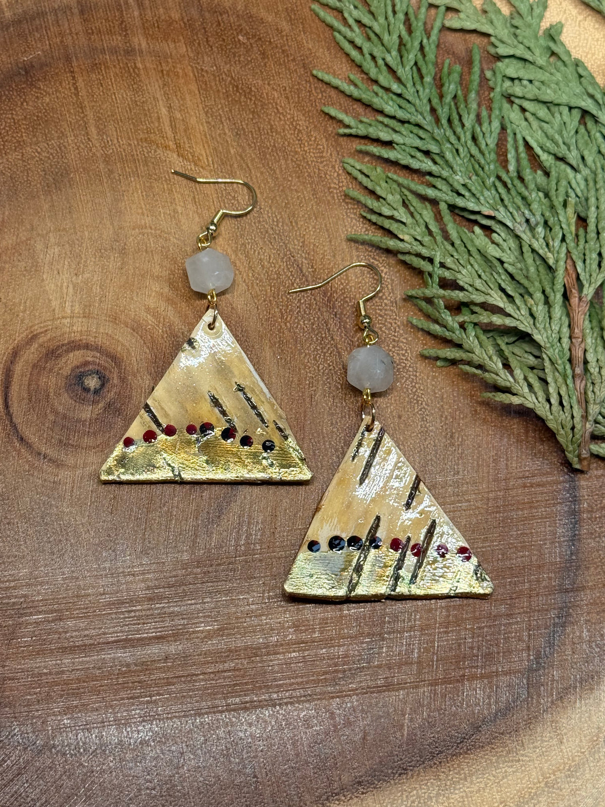 Gold Gilded Triangle Birchbark Earrings