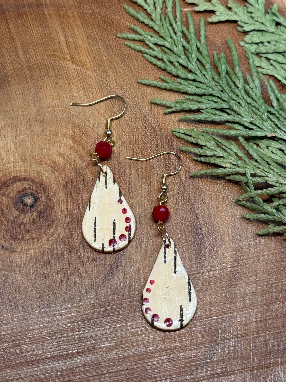 Mini Teardrop Birchbark Earrings
