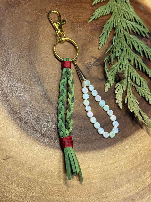 Leather Braided Keychain / Purse Charm by Chel & Bead