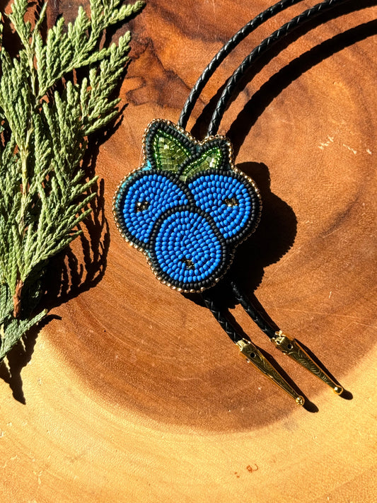 Flat Stitch Blueberry Bolo Tie by Sinew and Sole