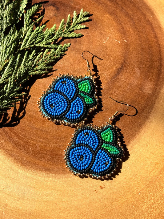 Flat Stitch Blueberry Earrings - Sinew and Sole