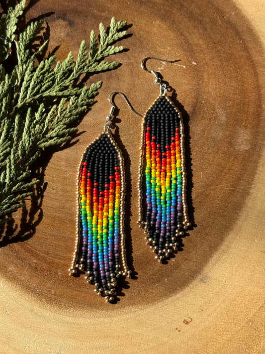 Rainbow Fringe Earrings SM by Sinew and Sole
