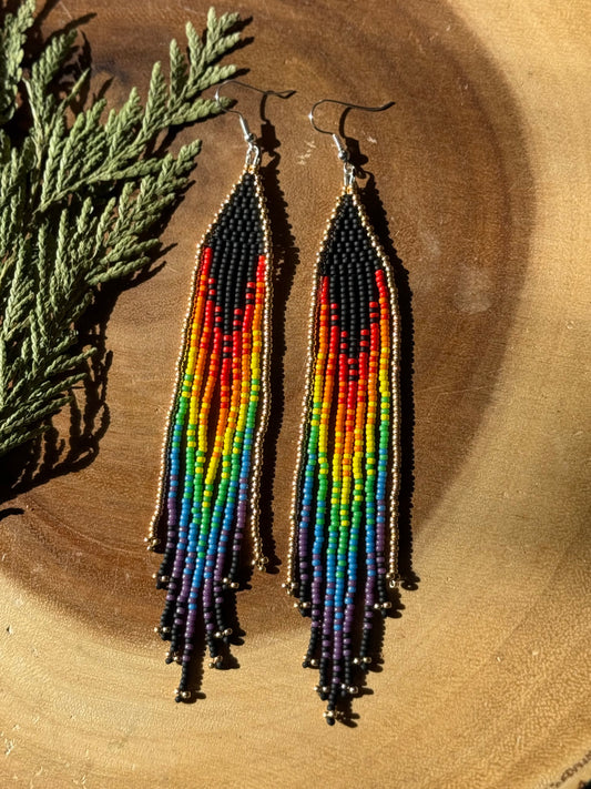 Rainbow Fringe Earrings LRG - Sinew and Sole