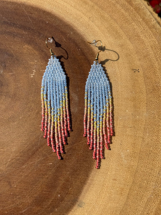 Prairie Sunset Beaded Fringe Earrings - By Solstice Beading