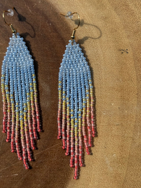 Prairie Sunset Beaded Fringe Earrings - By Solstice Beading