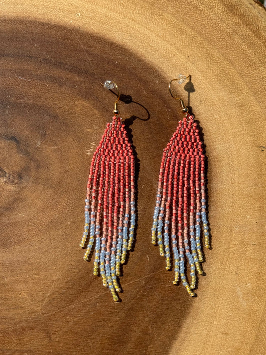 Prairie Sunrise Beaded Fringe Earrings - By Solstice Beading