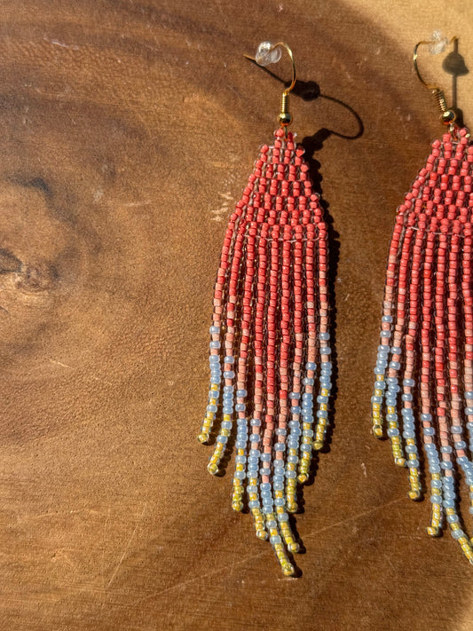 Prairie Sunrise Beaded Fringe Earrings - By Solstice Beading