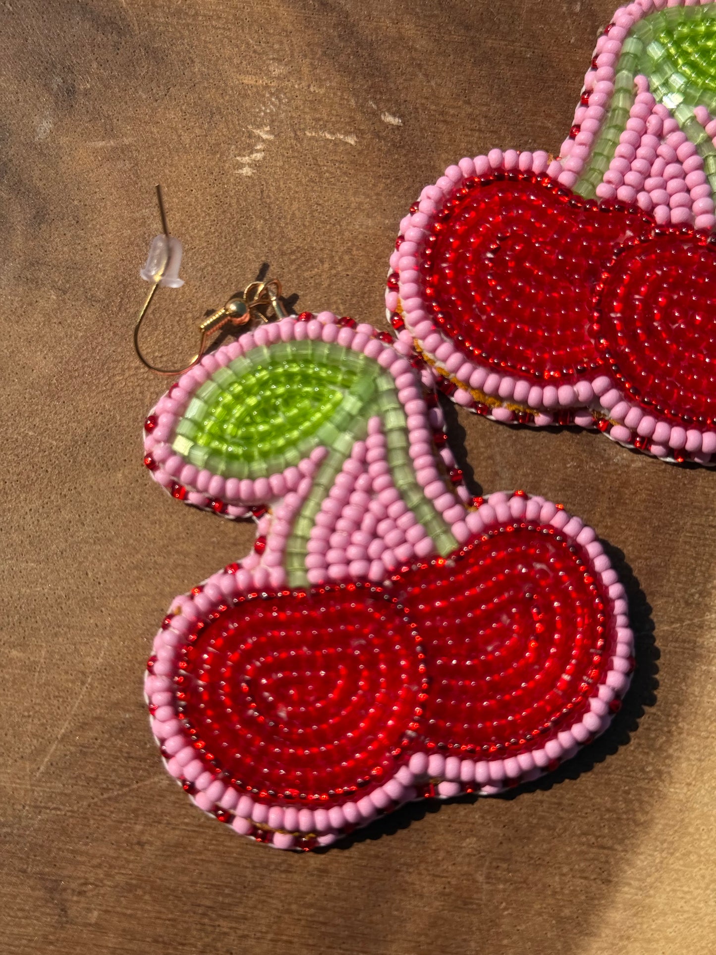 Cherry Beaded Earrings - By Solstice Beading