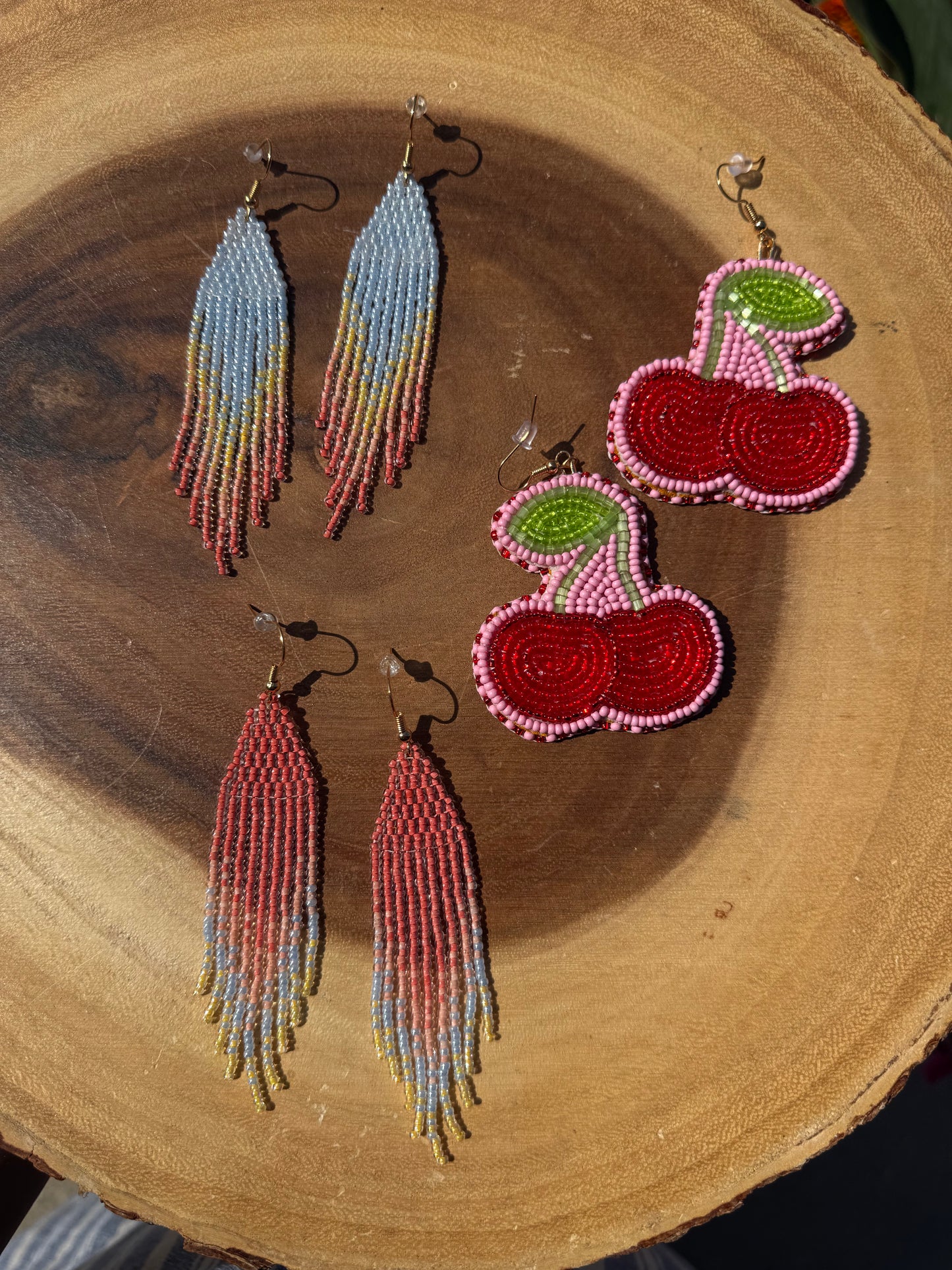 Cherry Beaded Earrings - By Solstice Beading