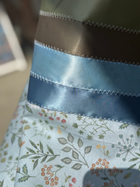 Light Blue Florals Ribbon Skirt by No Roots No Wings