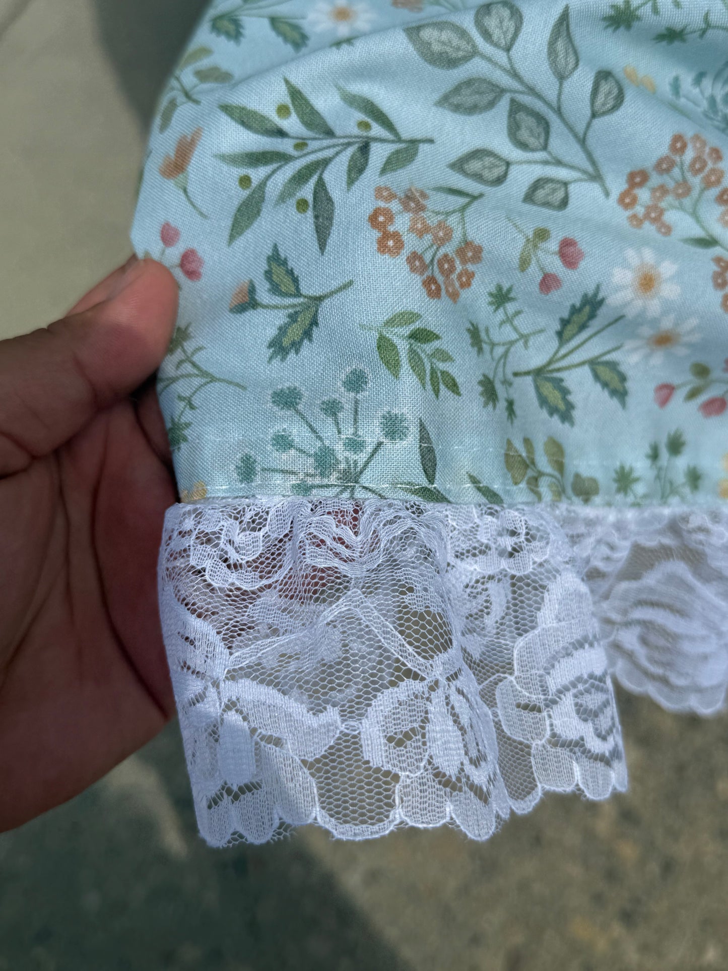 Light Blue Florals Ribbon Skirt by No Roots No Wings