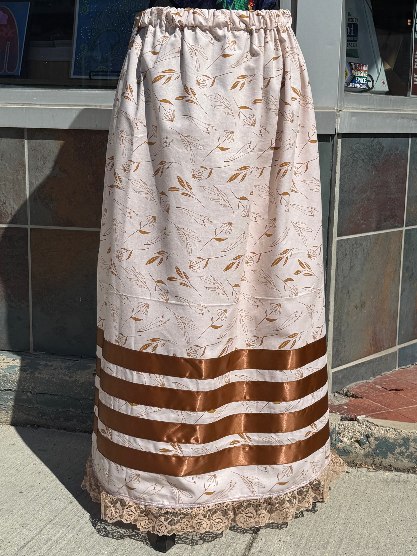 Gold Flowers Ribbon Skirt by No Roots No Wings