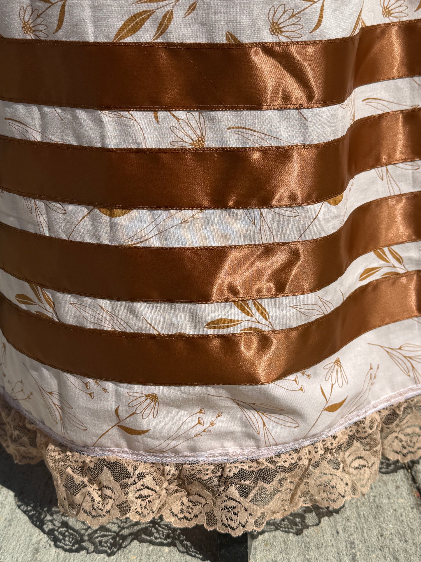Gold Flowers Ribbon Skirt by No Roots No Wings