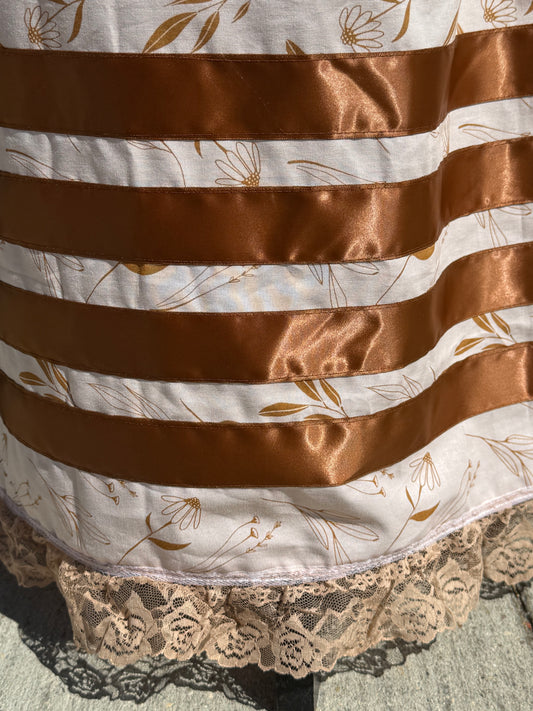 Gold Flowers Ribbon Skirt by No Roots No Wings