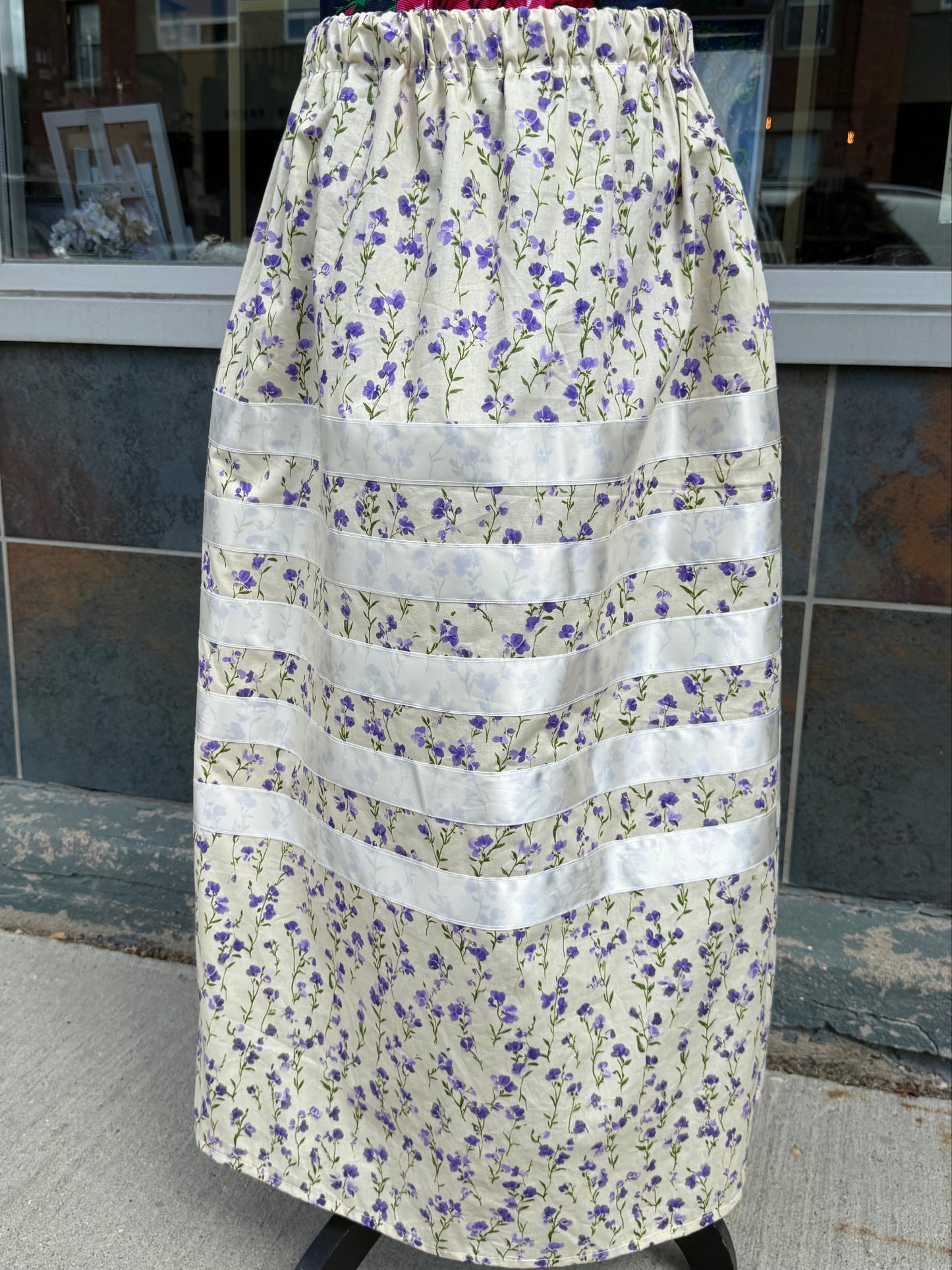 Purple Flowers Ribbon Skirt by No Roots No Wings