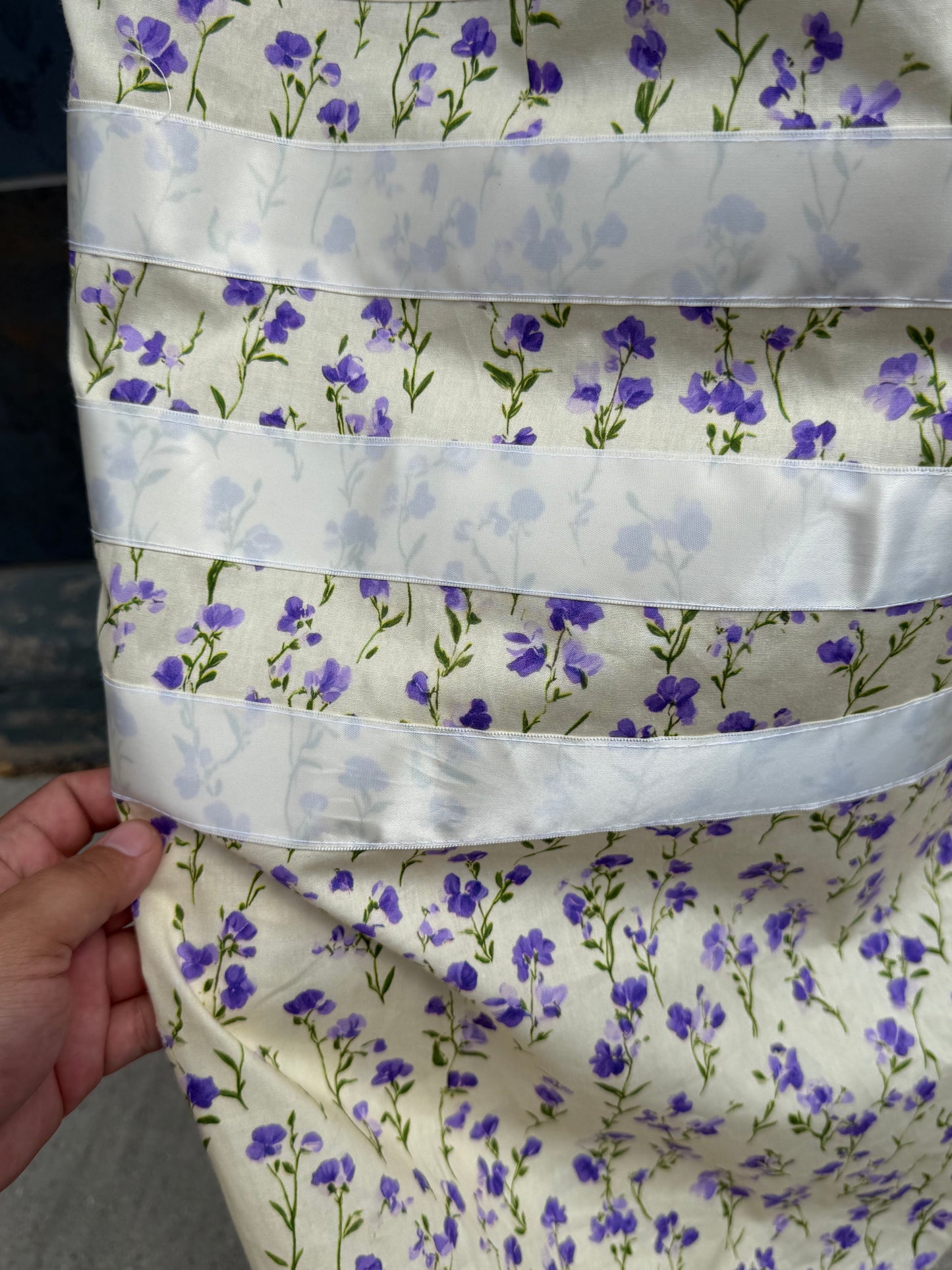 Purple Flowers Ribbon Skirt by No Roots No Wings