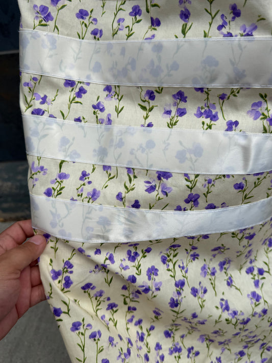 Purple Flowers Ribbon Skirt by No Roots No Wings