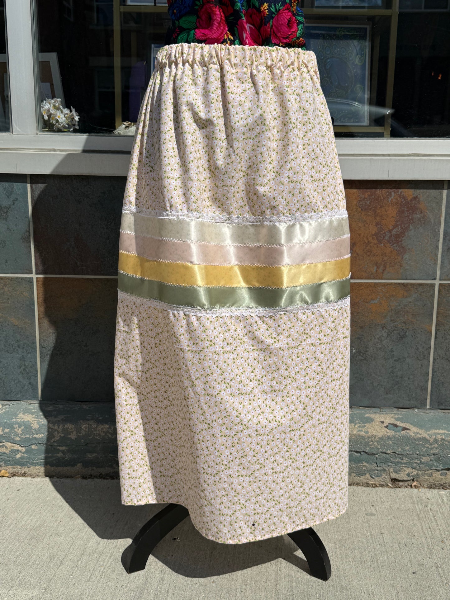 Yellow Mini Florals Ribbon Skirt by No Roots No Wings