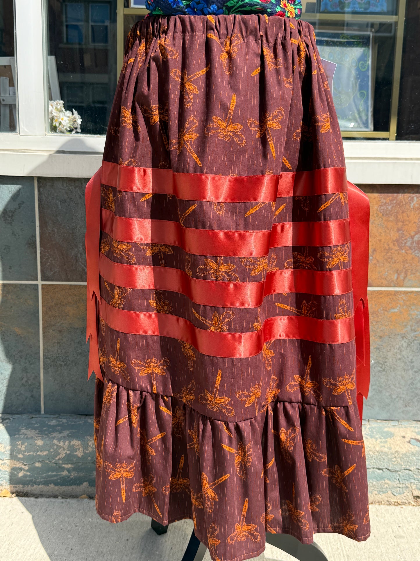 Birchbark Biting Dragonfly Ribbon Skirt by No Roots No Wings
