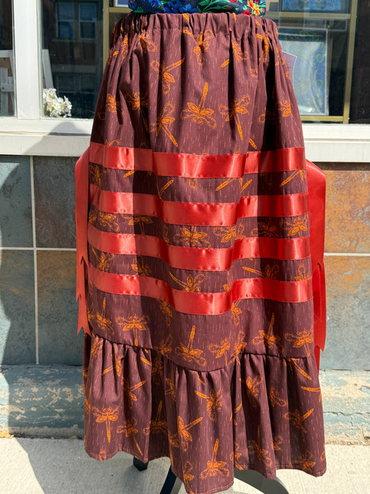 Birchbark Biting Dragonfly Ribbon Skirt by No Roots No Wings